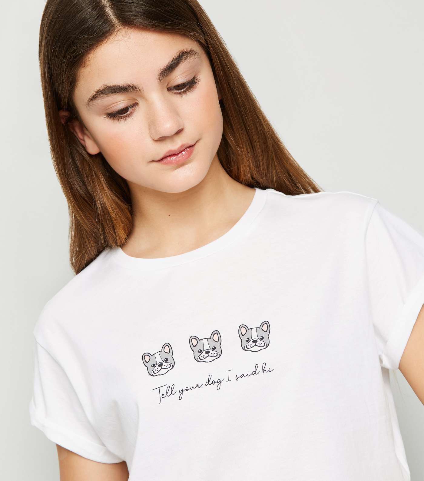 Girls White Dog Slogan T-Shirt Image 5