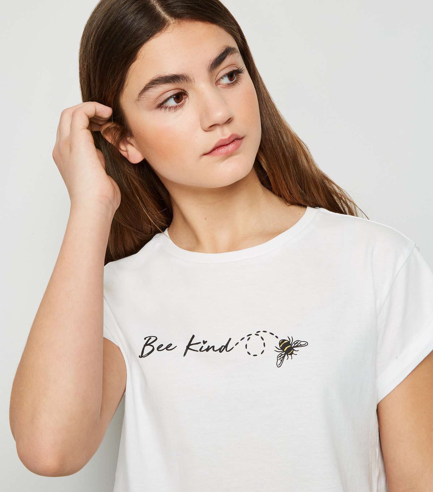 Girls White Bee Kind Slogan Boxy T-Shirt Image 5