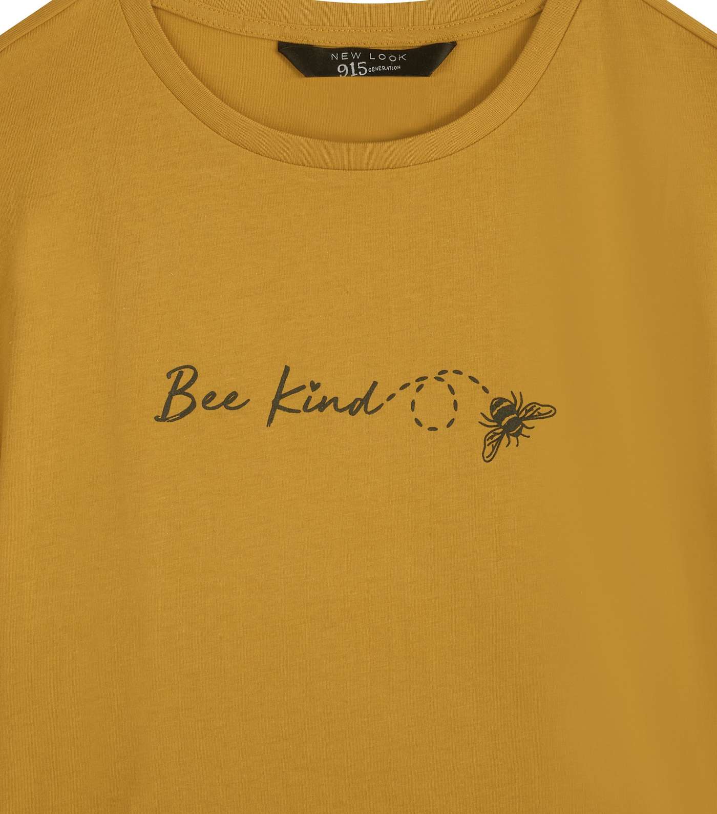 Girls Mustard Bee Kind Slogan Boxy T-Shirt Image 3