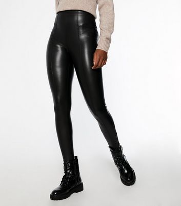 Topshop Tall leather look legging in black