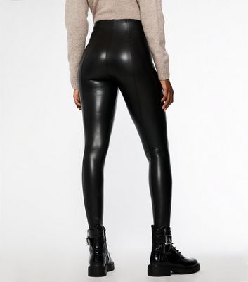 Tall Black Leather-Look Stretch 
