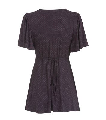 Image of Maternity Black Spot Tie Back Peplum Top New Look