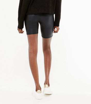 Leather look 2025 cycling shorts