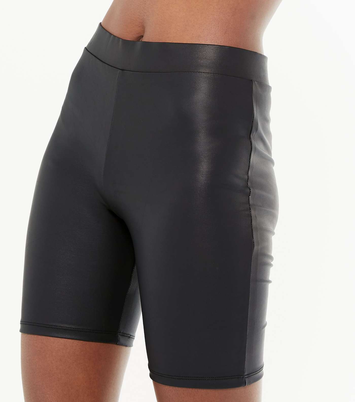 Black Leather-Look Cycling Shorts  Image 4