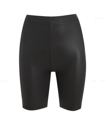 Leather look deals cycling shorts