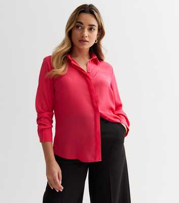 Petite Deep Pink Long Sleeve Shirt