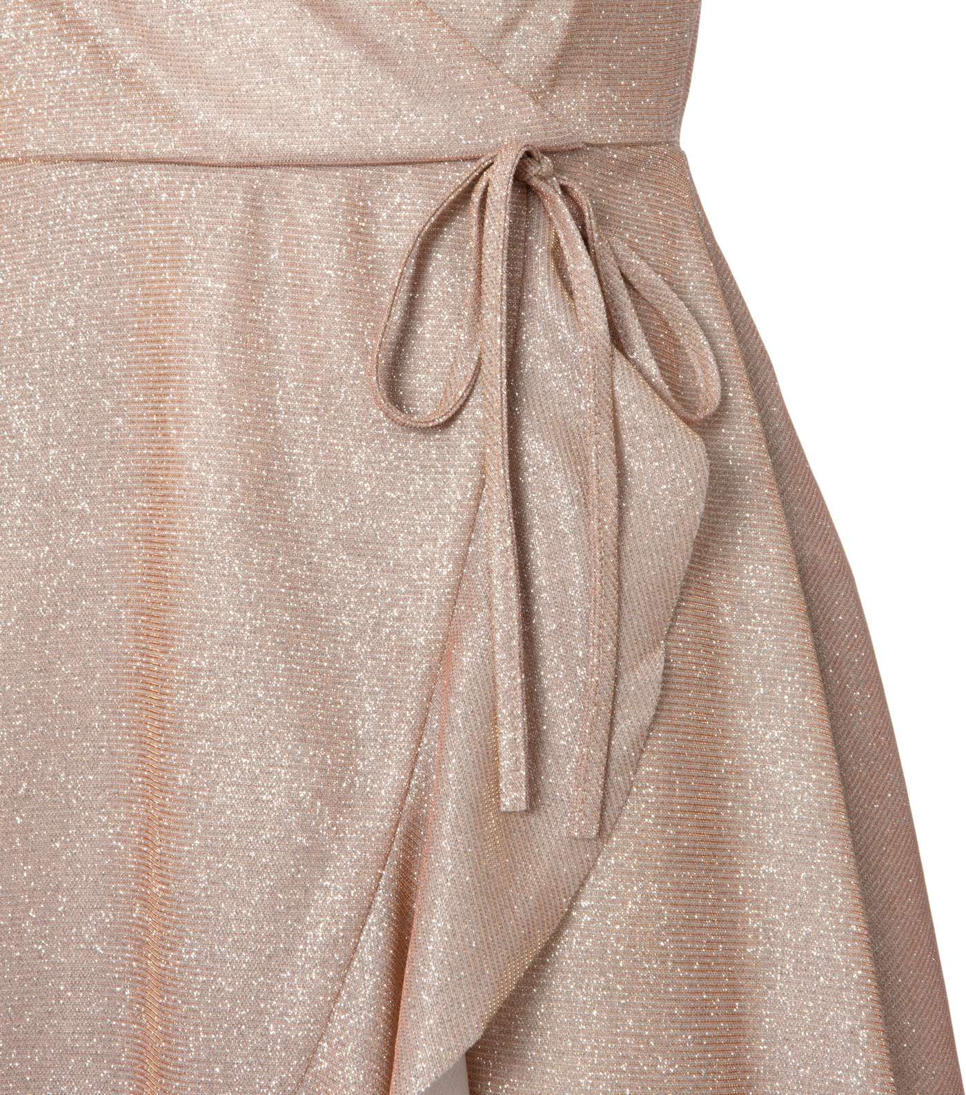 Pale Pink Glitter Ruffle Wrap Strappy Dress  Image 3