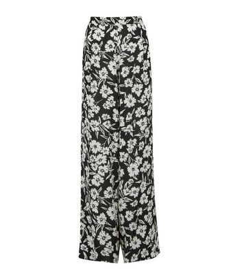 Black Floral Wide Leg Trousers | New Look