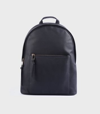 black leather look backpack