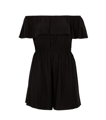 Curves Black Bardot Ruffle Playsuit New Look