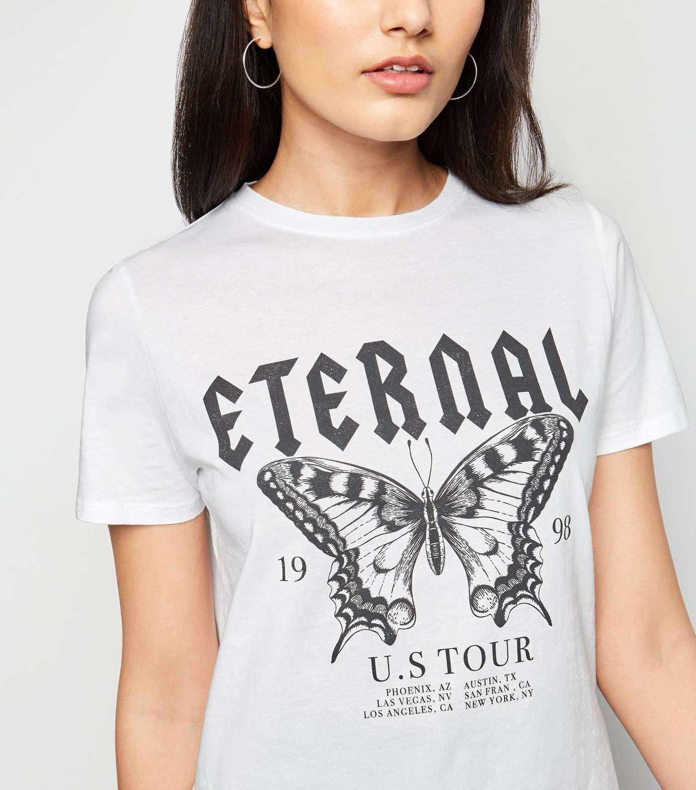 White Eternal Butterfly Slogan T-Shirt Image 5