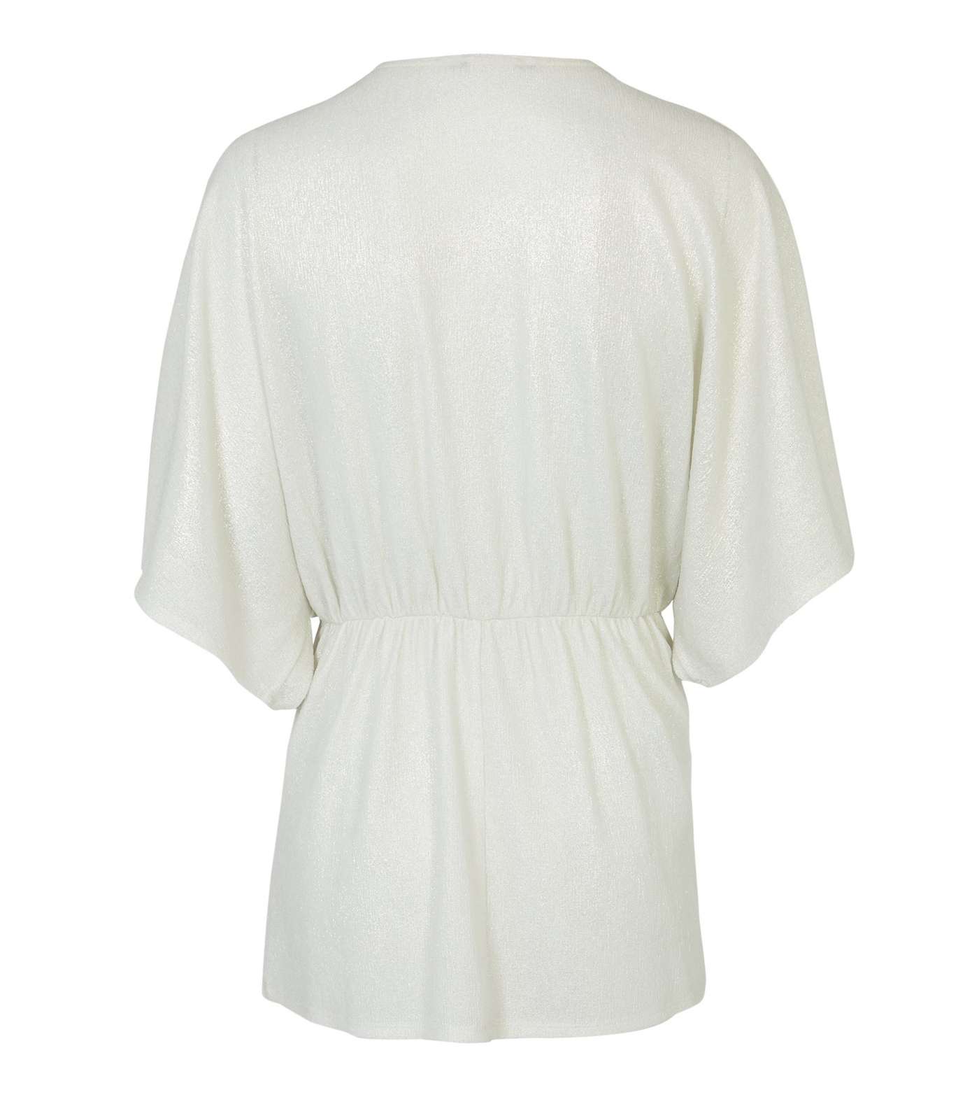 White Shimmer Knot Front Blouse Image 2