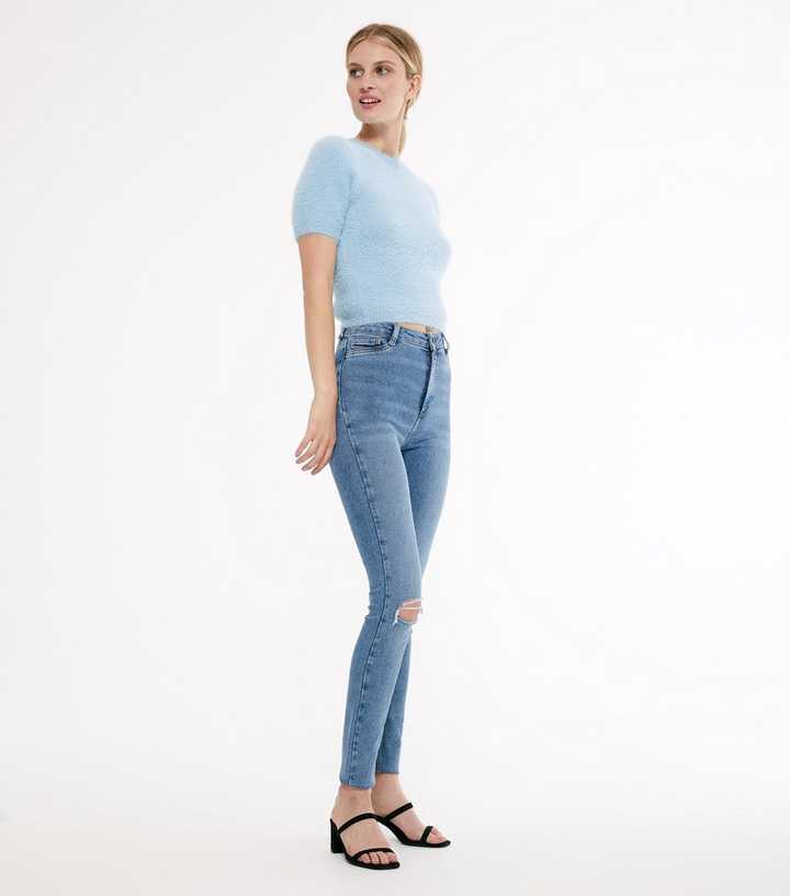 Blue Ripped High Waist Hallie Super Skinny Jeans