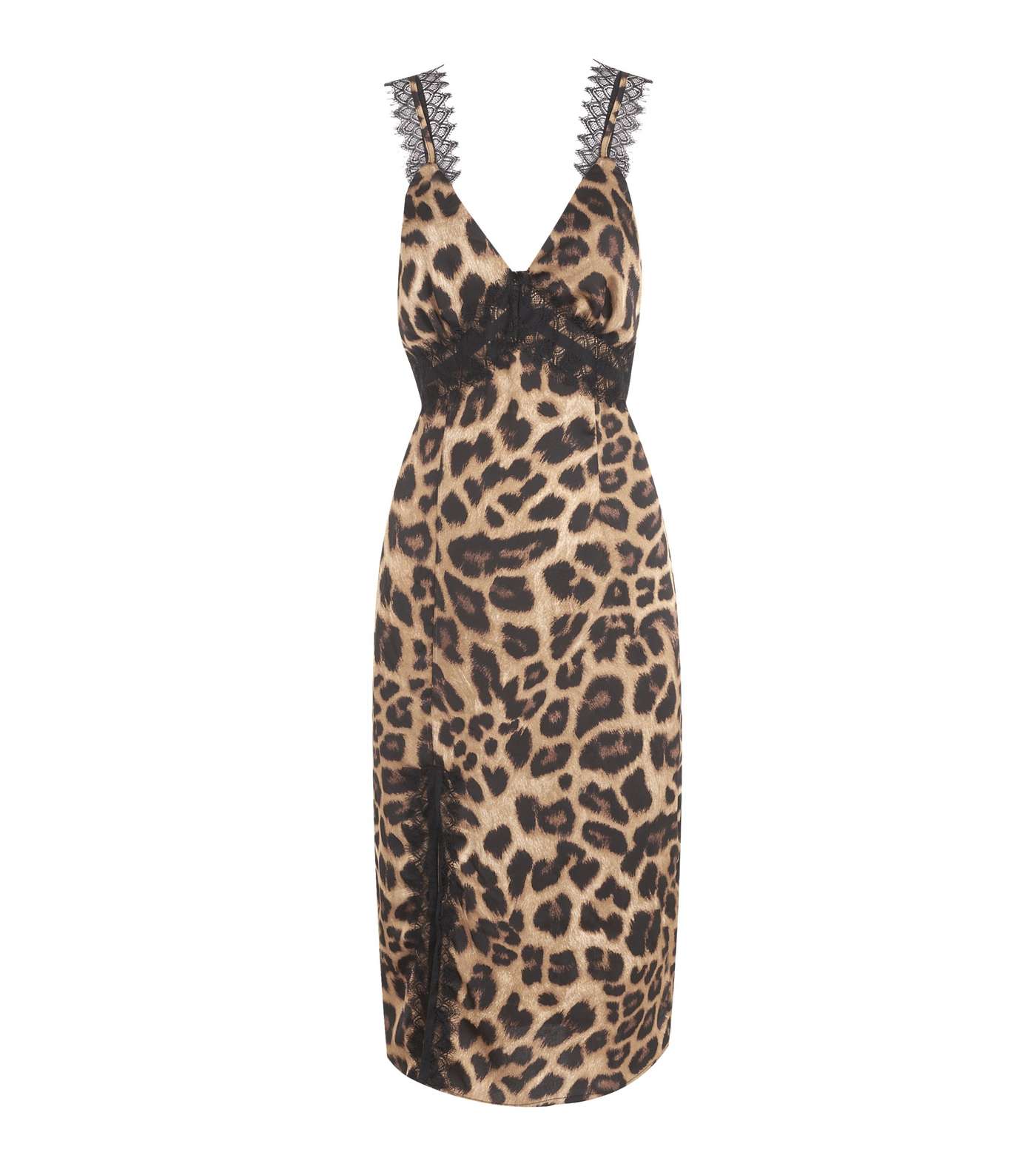 Another Look Brown Leopard Print Midi Dress