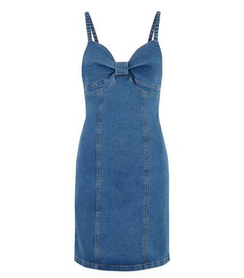 denim bow dress