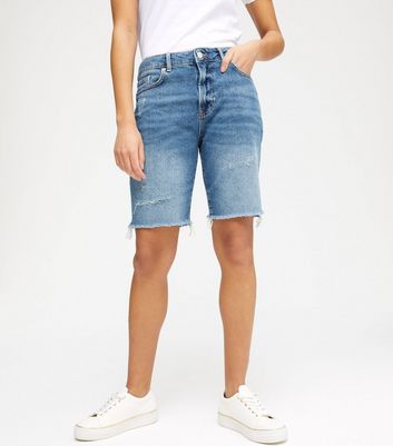 denim knee shorts