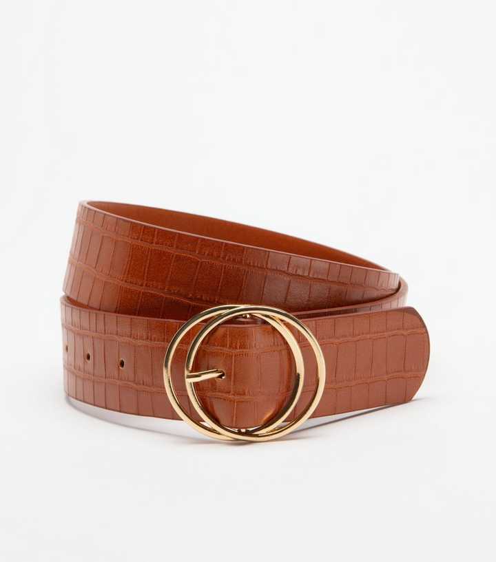 Tan Double Circle Buckle Belt 