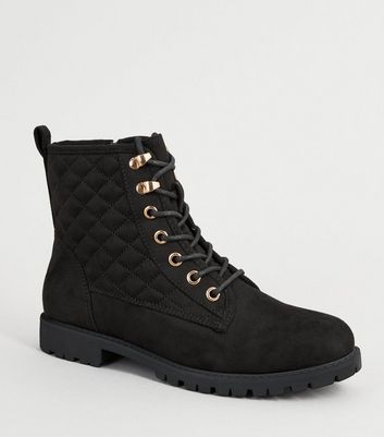 quilted boots black