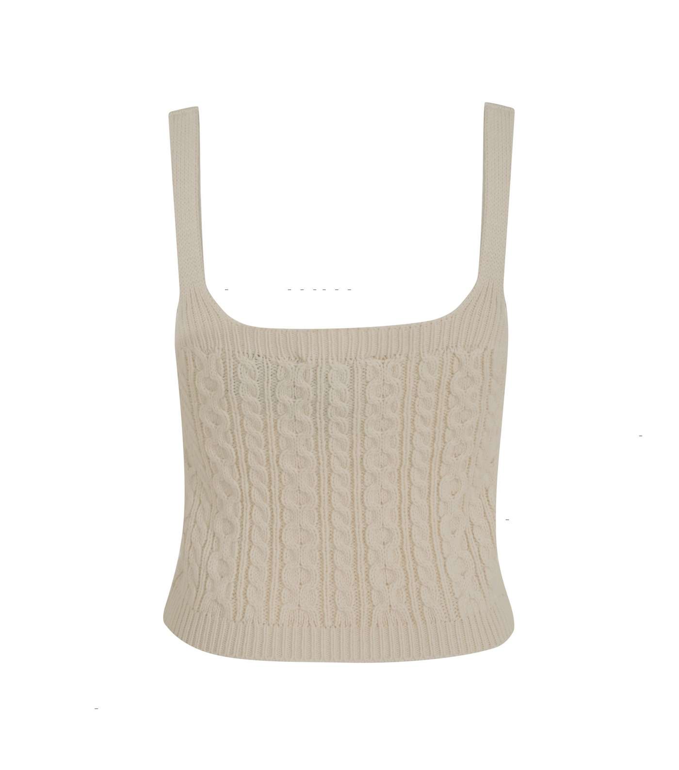 Off White Cable Knit Beaded Vest Image 3