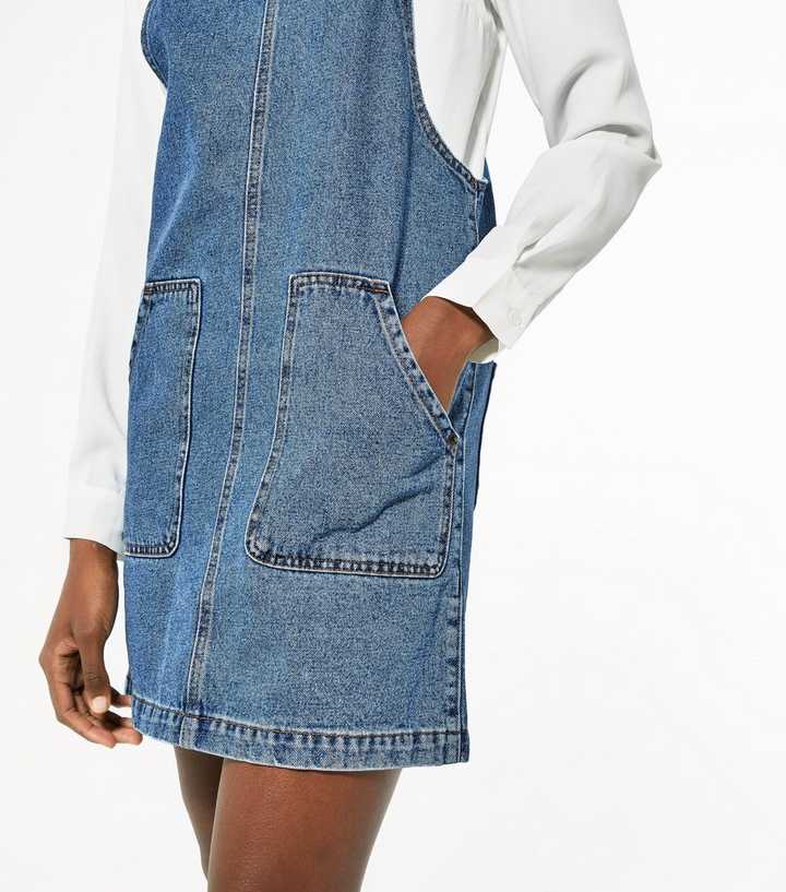 Denim pinafore dress with patch pockets - Women's Clothing Online Made in  Italy