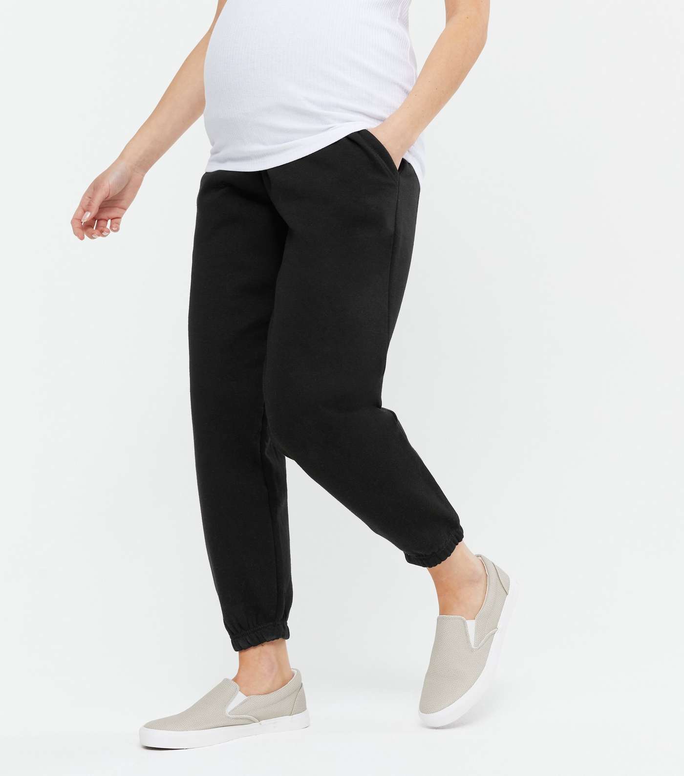 Maternity Black Jersey Over Bump Joggers Image 2