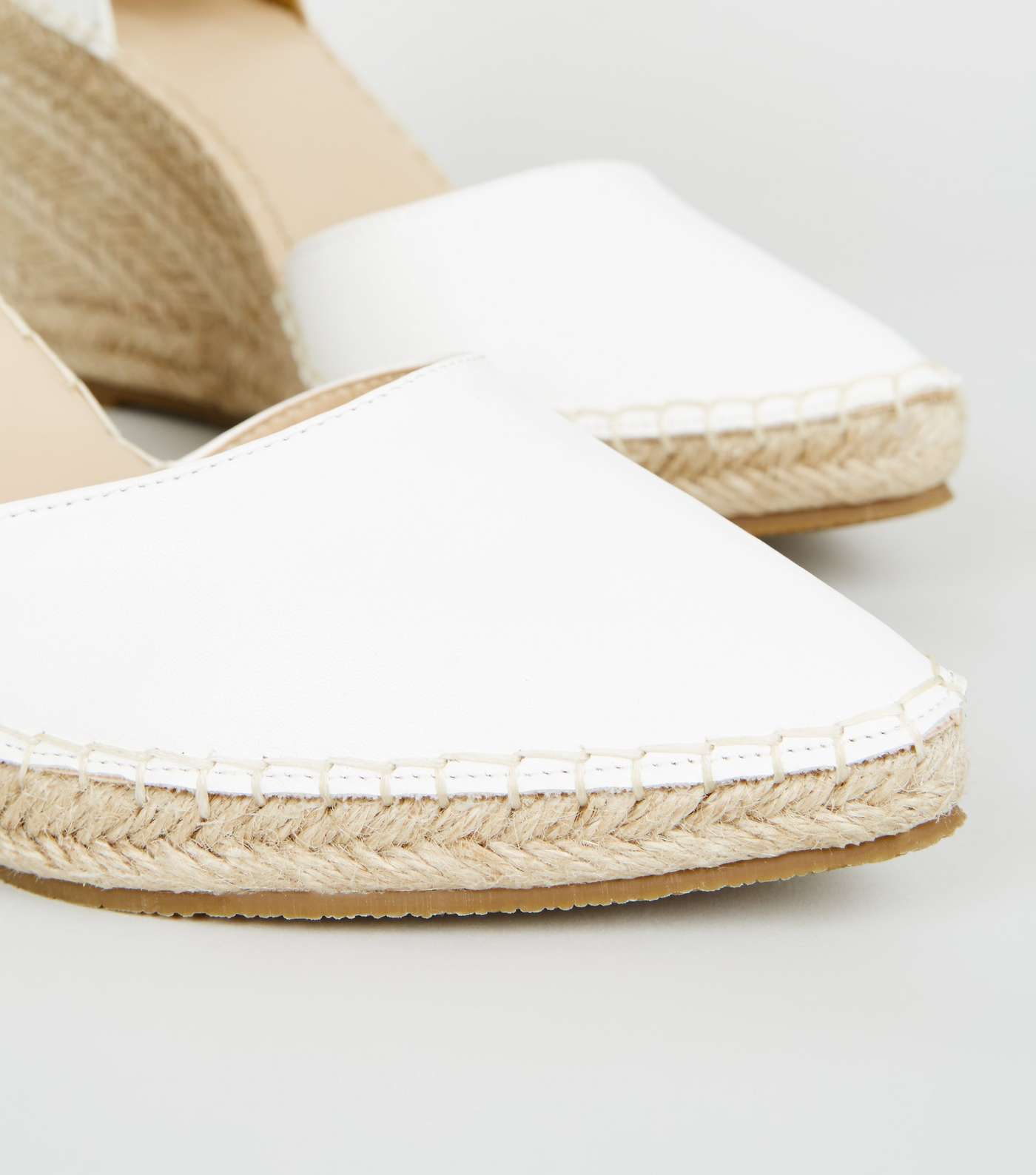 White Leather-Look Espadrille Wedge Court Shoes Image 4
