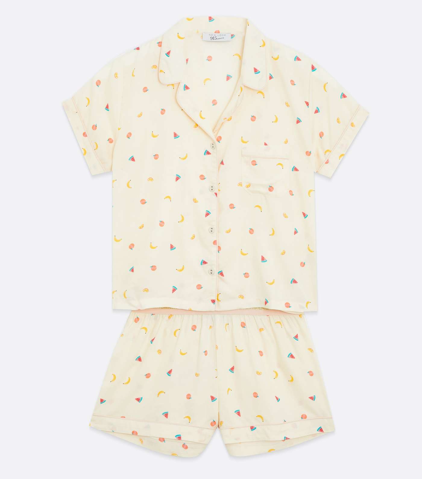 Girls Off White Fruit Revere Short Pyjama Set Image 5