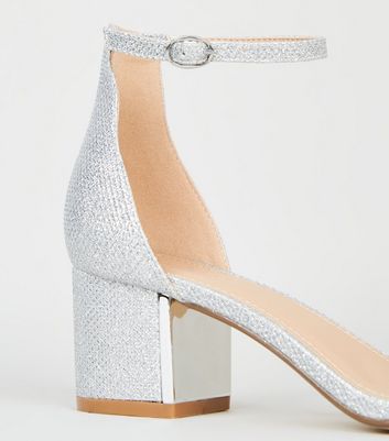 silver glitter small heels