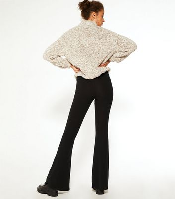 Tall Black Ribbed Flared Leggings | New 