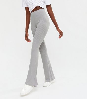 Click to view product details and reviews for Tall Grey Ribbed Flared Leggings New Look.