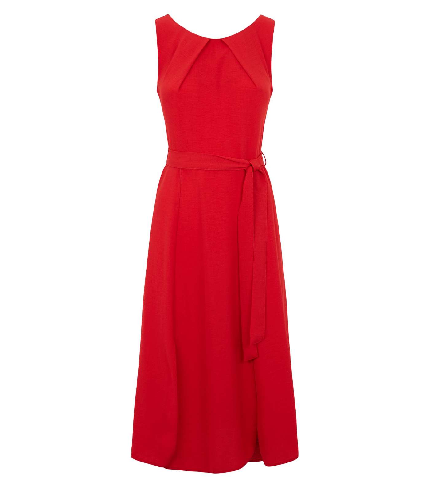 Apricot Red Plain Skater Dress Image 4