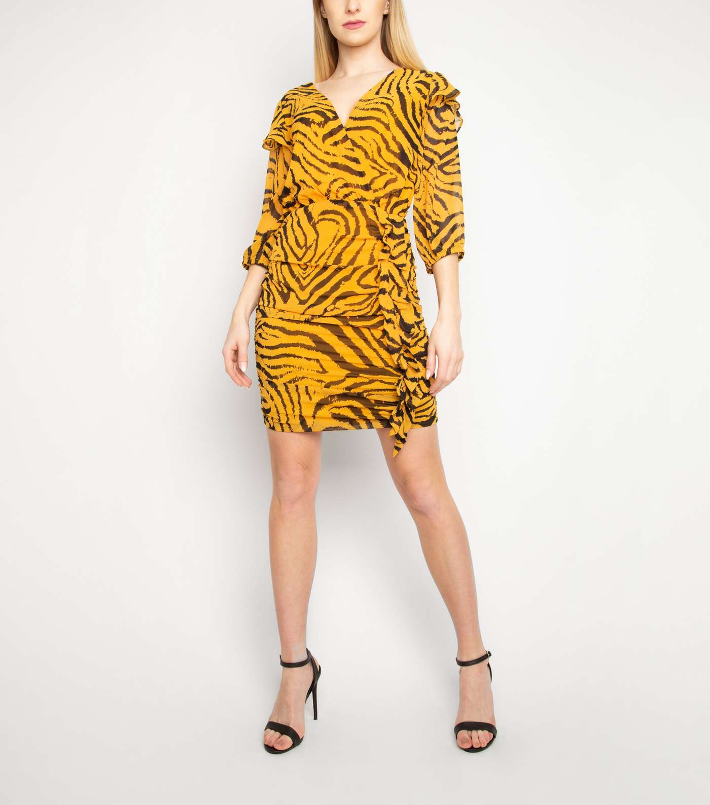 Another Look Yellow Zebra Print Mini Dress Image 2