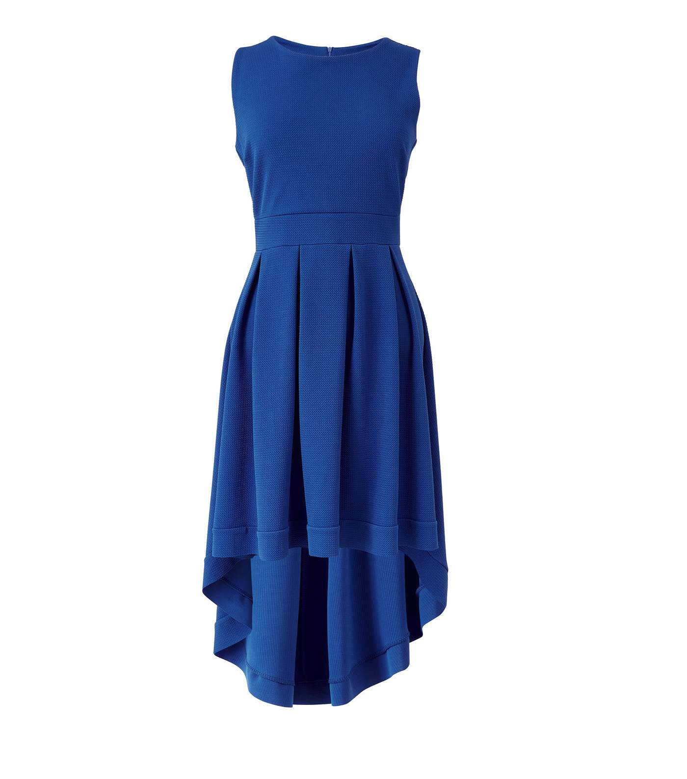 Mela Blue Textured Dip Hem Dress  Image 4