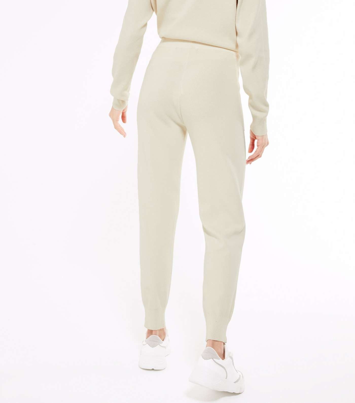 Off White Knit Cuffed Joggers Image 3