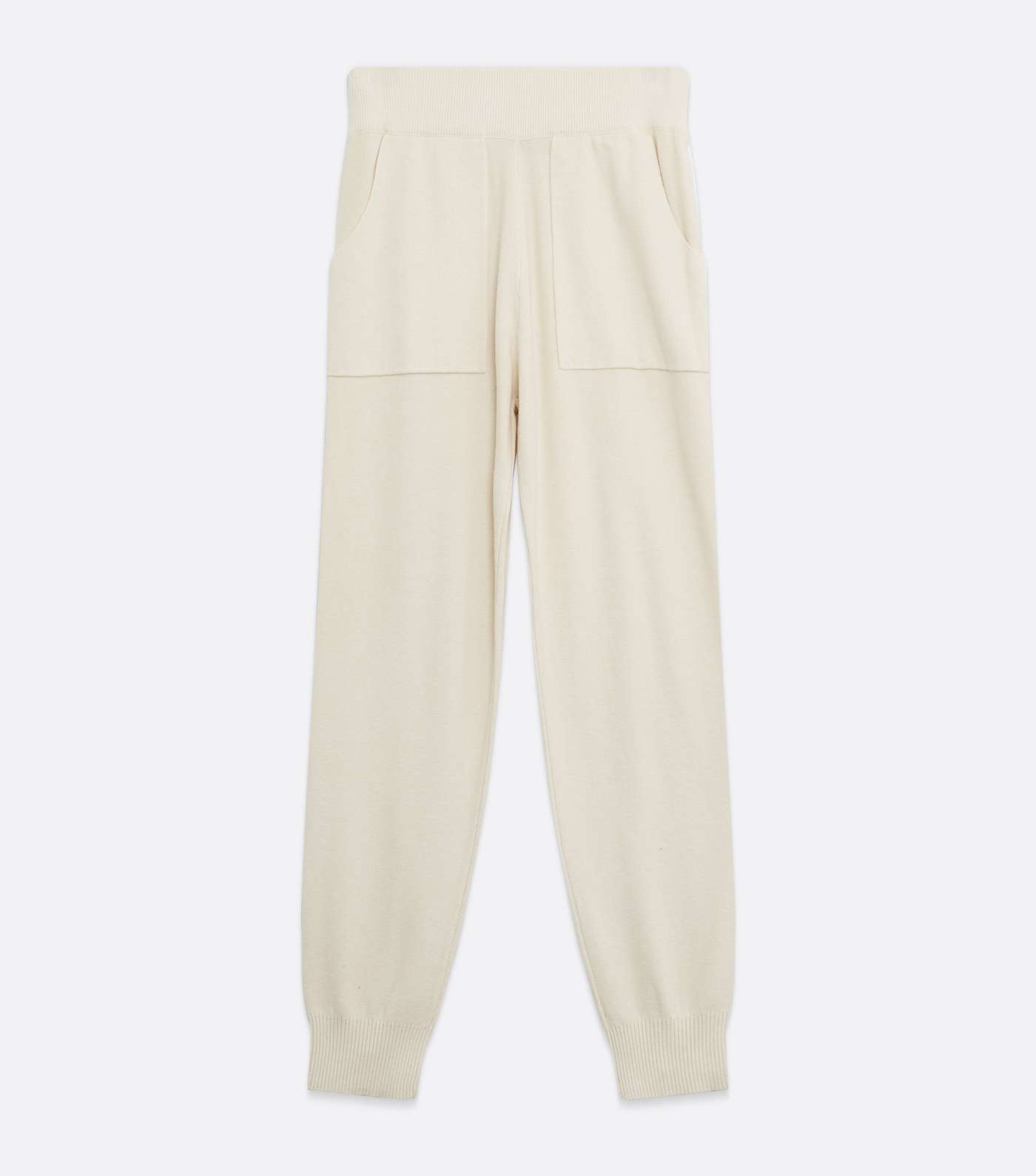 Off White Knit Cuffed Joggers Image 5