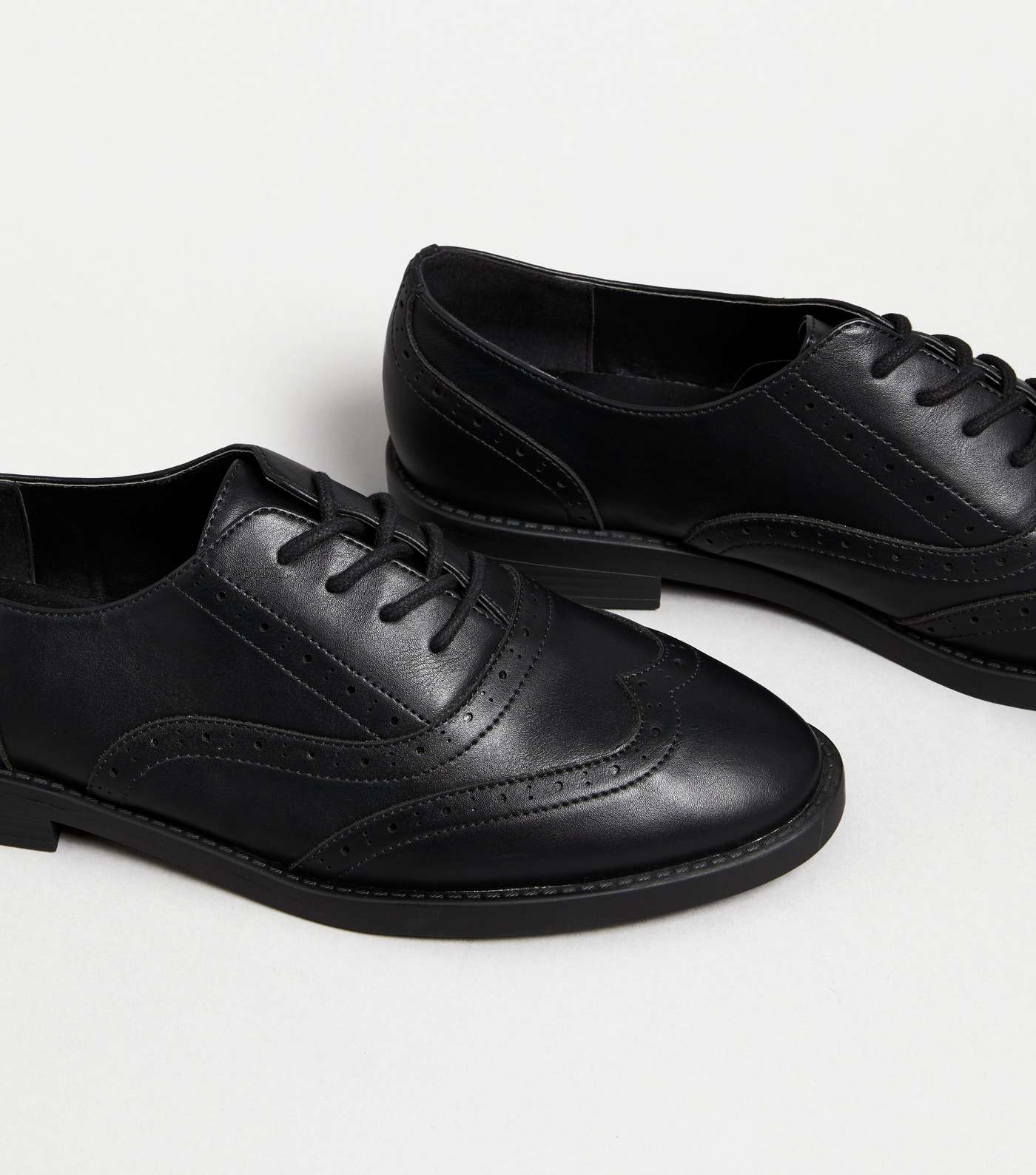Black Leather-Look Lace Up Brogues  Image 2