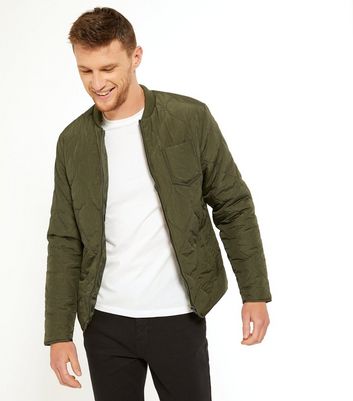 Mens khaki quilted on sale jacket