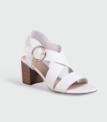 white block strappy heels