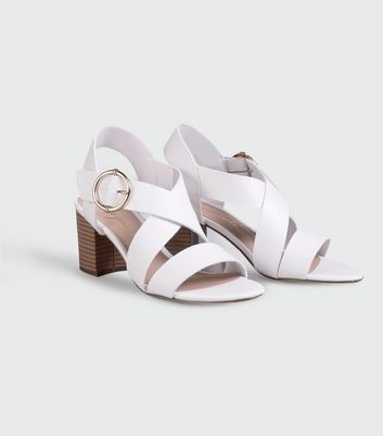 white block heel sandals new look