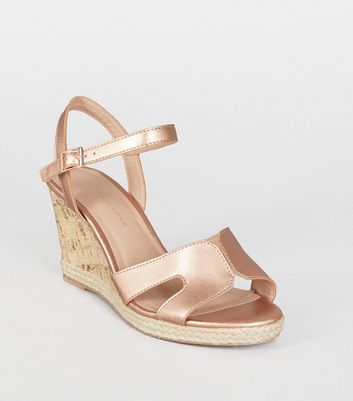 Rose Gold Metallic Block Heel Sandals | New Look