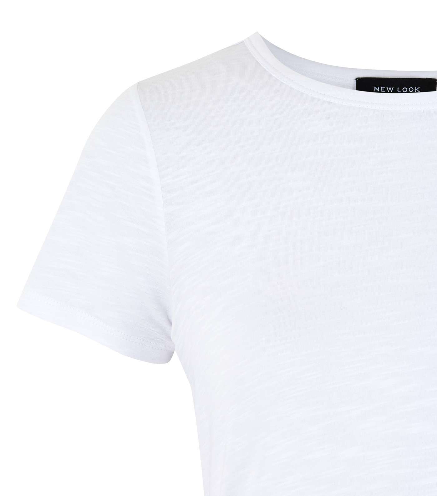 White Crew Neck Peplum T-Shirt Image 3