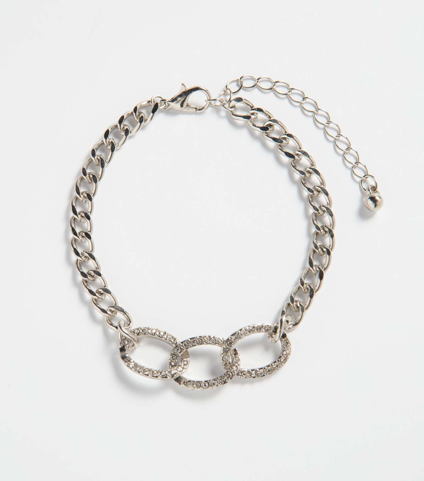 Silver Chunky Chain Diamanté Bracelet