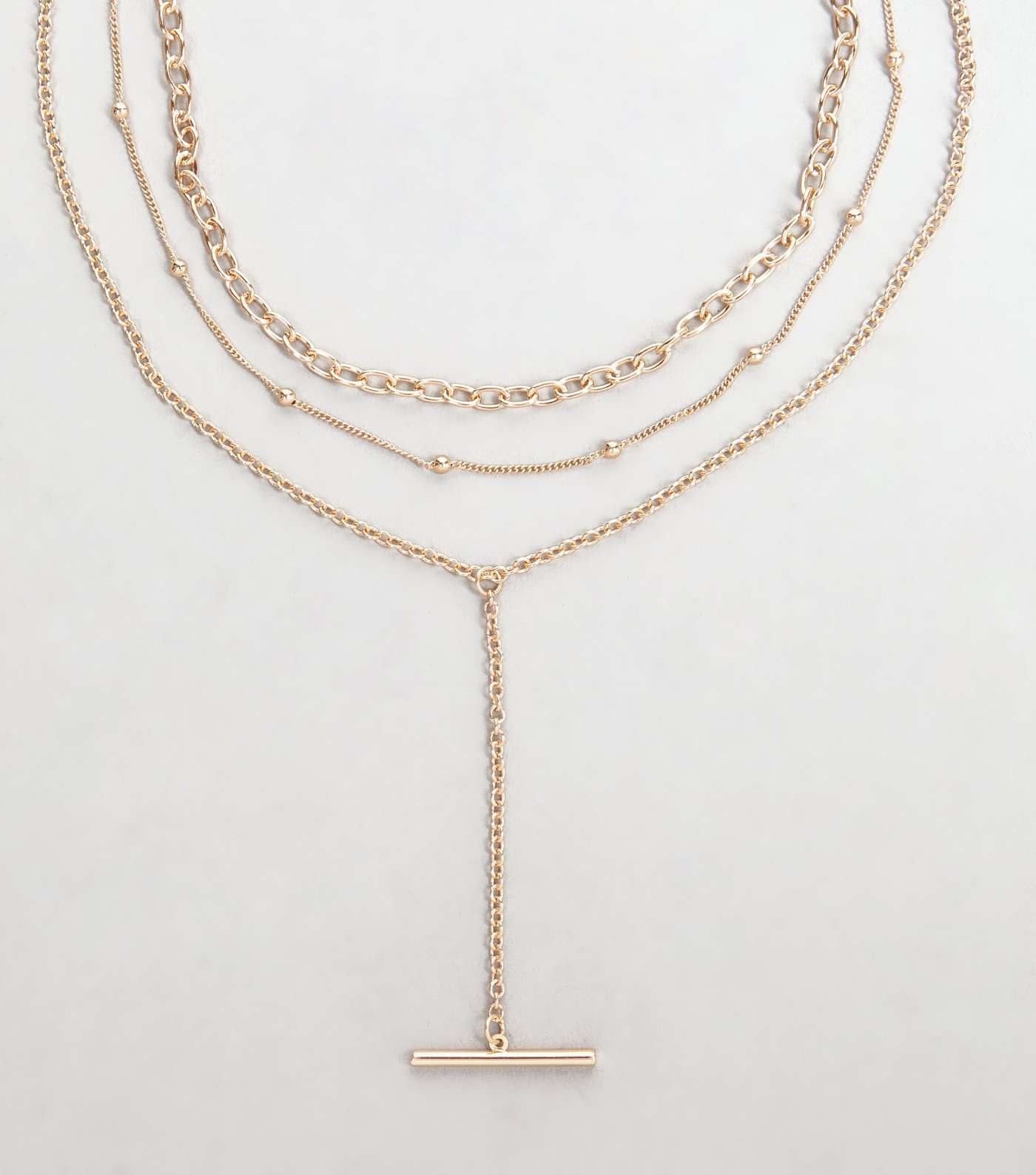Gold Layered Bar Pendant Necklace Image 2