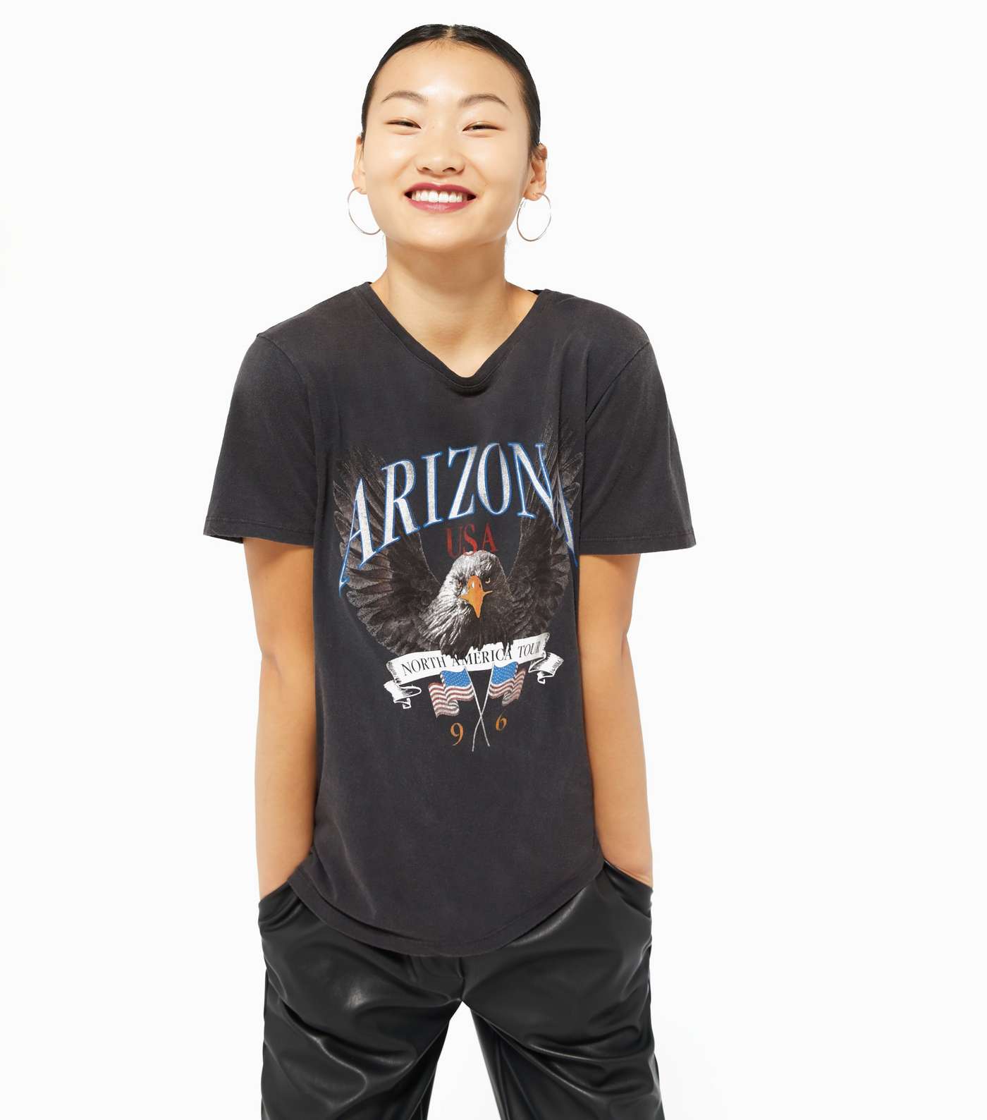 Petite Grey Arizona Slogan Rock T-Shirt 