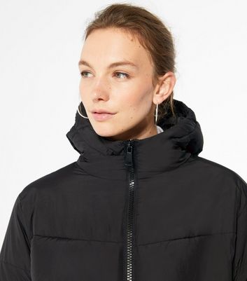 New look hooded boxy puffer jacket in black outlet