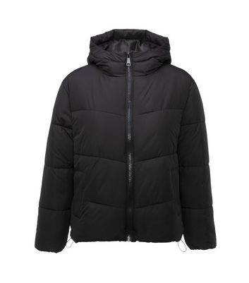 Black Hooded Boxy Puffer Jacket | New Look