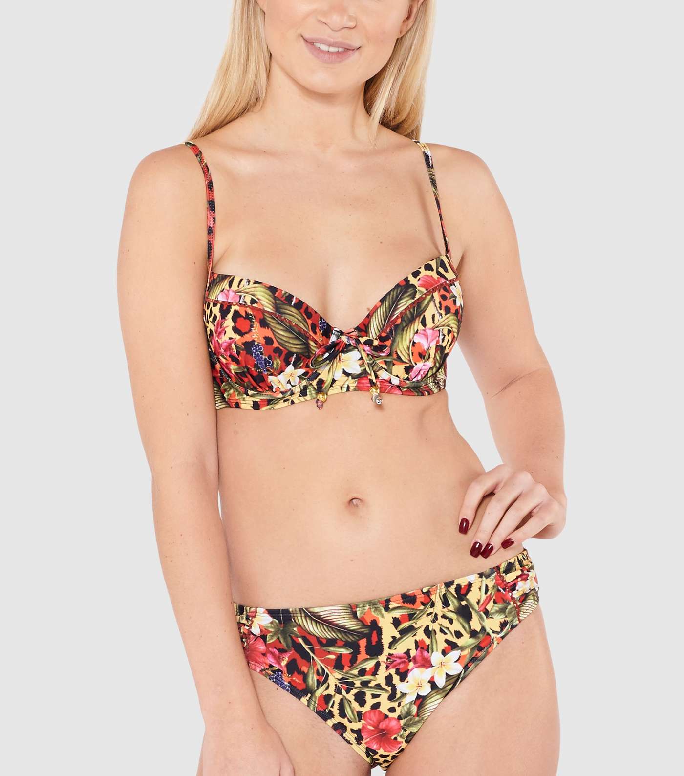 Beachcomber Multicoloured Tie Front Underwired Bikini Top