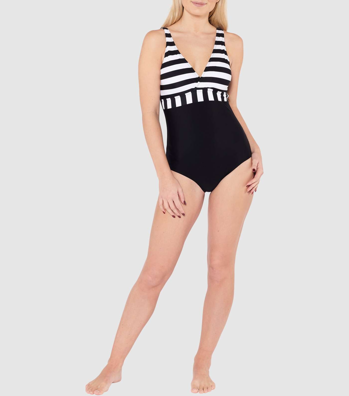 Beachcomber Black Stripe Wrap Swimsuit Image 2