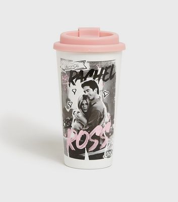 Image of White Printed Friends Doodle Travel Mug New Look