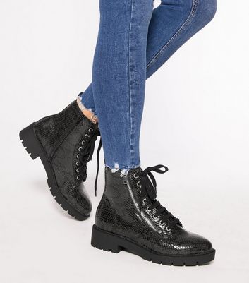 new look chunky lace up boots